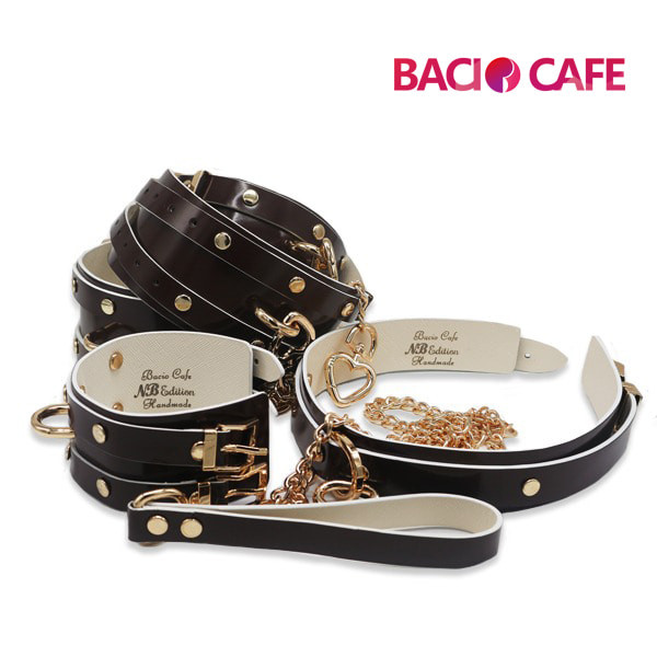 [SM세트] BacioCafe(바치오카페) 수제 소가죽 구속세트(목갑+수갑+족갑) 로맨틱초콜렛