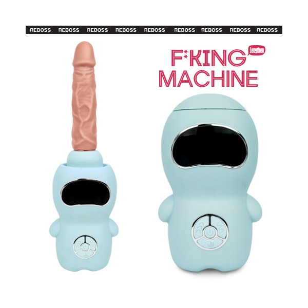 [자동피스톤진동딜도] F*킹머신-라이트블루 (강력한진동/피스톤작동/지능형난방/USB충전/고급실리콘/생활방수)