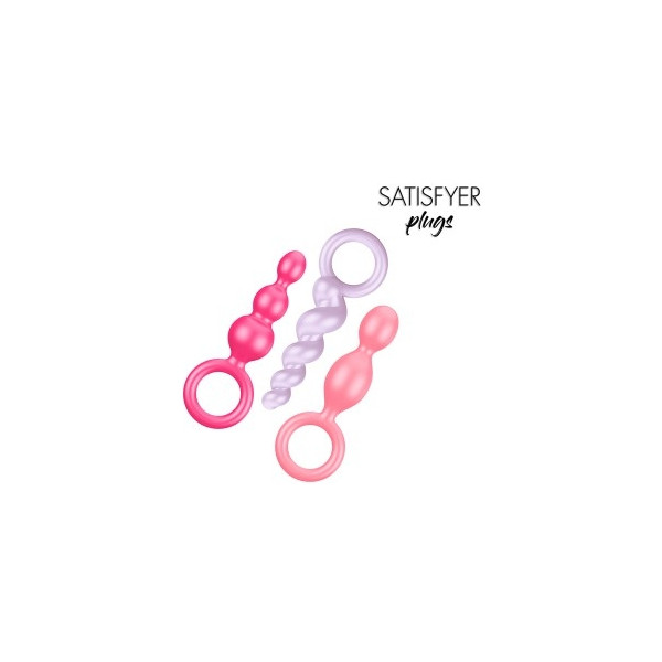 [왕복전립선마사지] 새티스파이어 플러그 3P 세트 (컬러) 더블/트리플/스크류형 세가지 디자인으로 그날 그날 다른 선택!!)