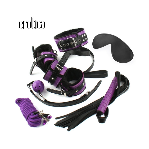 [파격세일] EROTICA SM세트 (수갑, 족갑, 유두집게, 목줄, 안대, 재갈, 채찍, 밧줄 *8개 1세트*)