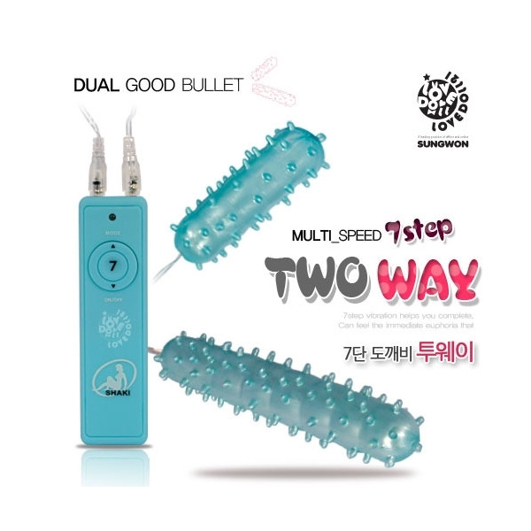 [유선바이브] 7단 도깨비 투웨이(블루/핑크) 오돌도돌 돌기의 자극! 쫀득쫀득한 실리콘~