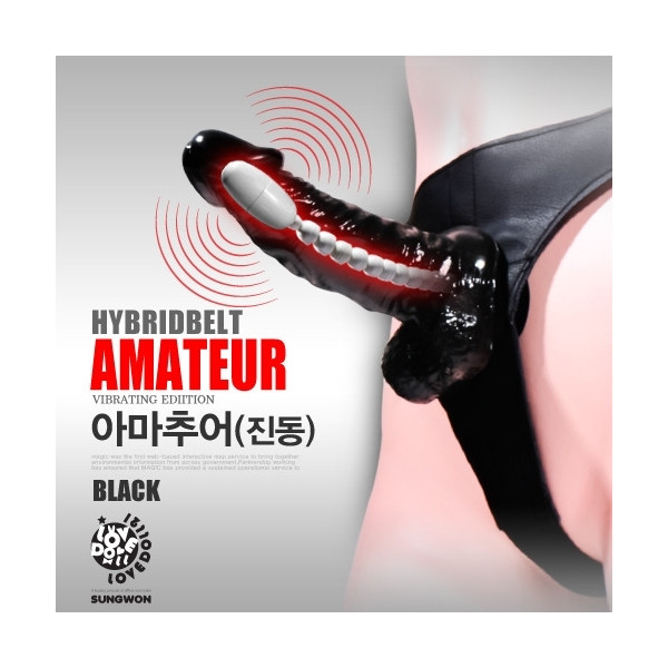 [진동벨트딜도]아마추어-진동 (블랙) 16.5cm*3.5cm / 뼈구조물 삽입되어 원하는 각도로 성기모양을 연출